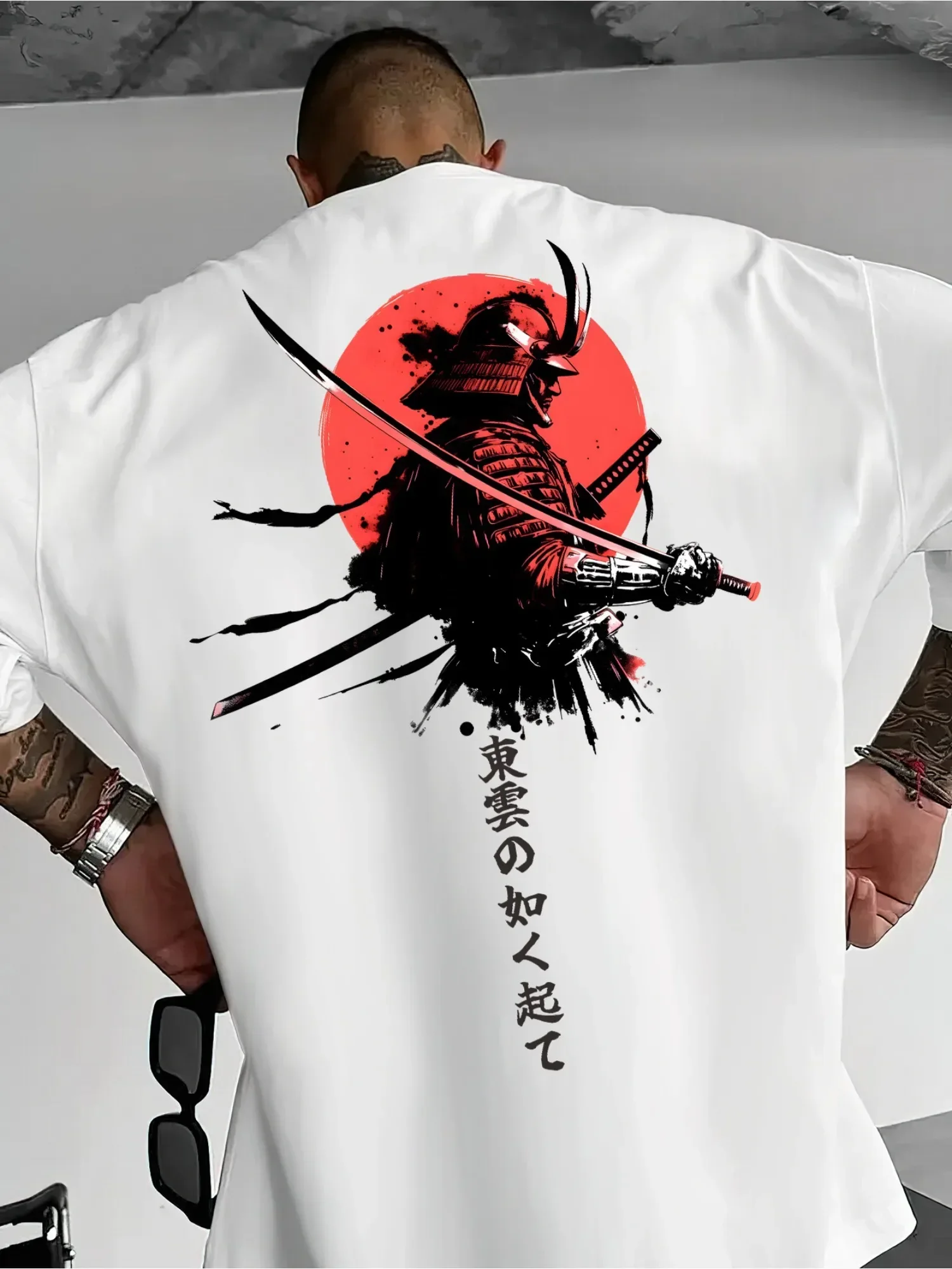 Men Women T-Shirt Samurai Red Sun Katana Graphic Tee Short Sleeve Cotton Streetwear Aesthetic Urban Oversized Casual Tops