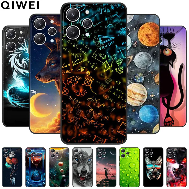 For Xiaomi Redmi 12 4G Case Protective Silicon Soft TPU Phone Cases for Xiaomi Redmi 12 Shockproof Cover Redmi12 4G Wolf Lions