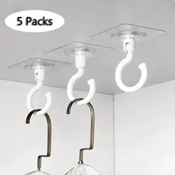 5Pcs Easy-Install Adhesive Hooks - Punch-Free, Contemporary, for Secure Wall