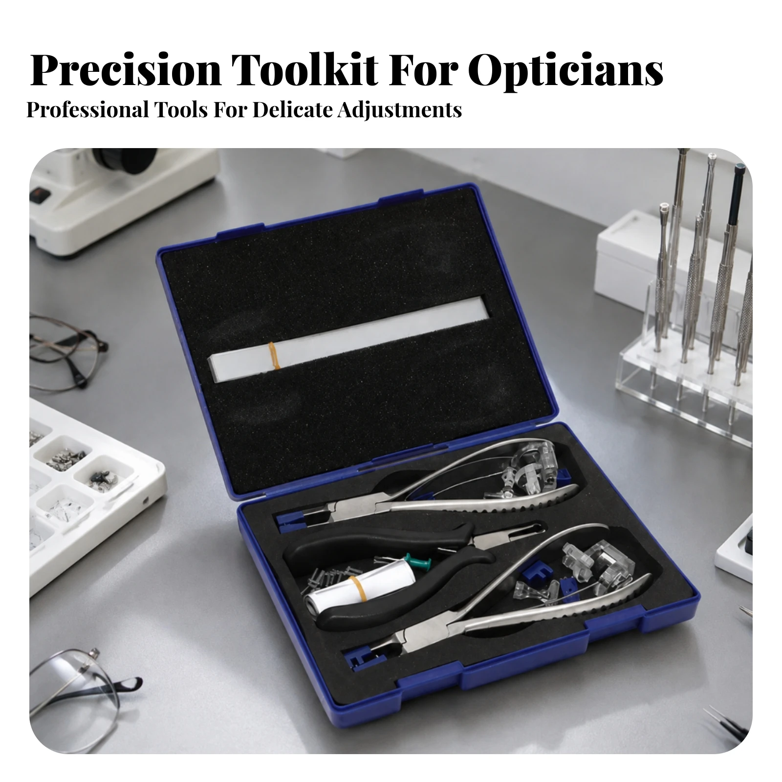 Glasses Repair Tool Kit Compact Optical Repair Kit with Case Precision Screwdriver Set Organized Long-Lasting for Opticians