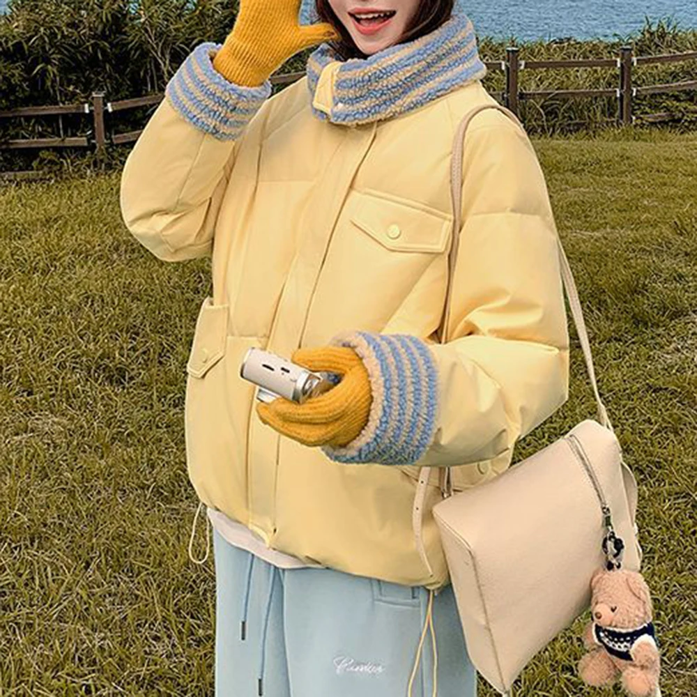 

Down cotton-padded short 2025 lamb new loose cotton-padded winter cotton-padded jacket Korean version thickened bread jacket