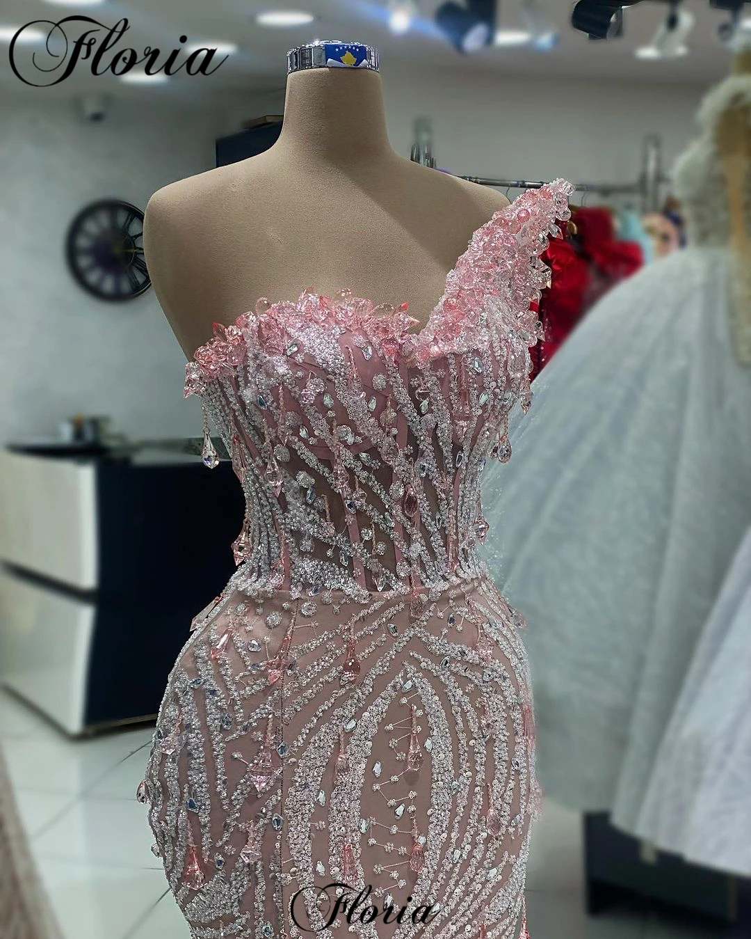 Pink Mermaid Sequined Prom Dresses For Women 2023 Sleeveless Elegant Cocktail Dresses With Crystals Vestidos De Noche Party Gown