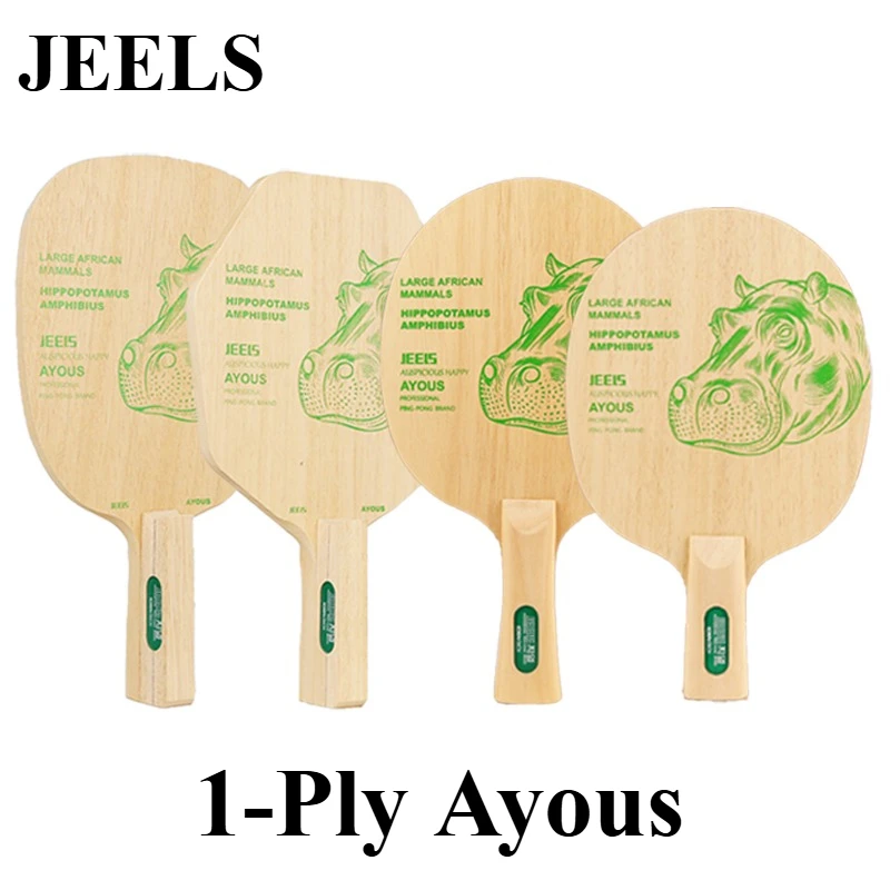 JEELS Green Hippo Japanese Hexagonal Table Tennis Blade 1 Ply Ayous Thickened Enhanced Elasticity Professional Ping Pong Paddle