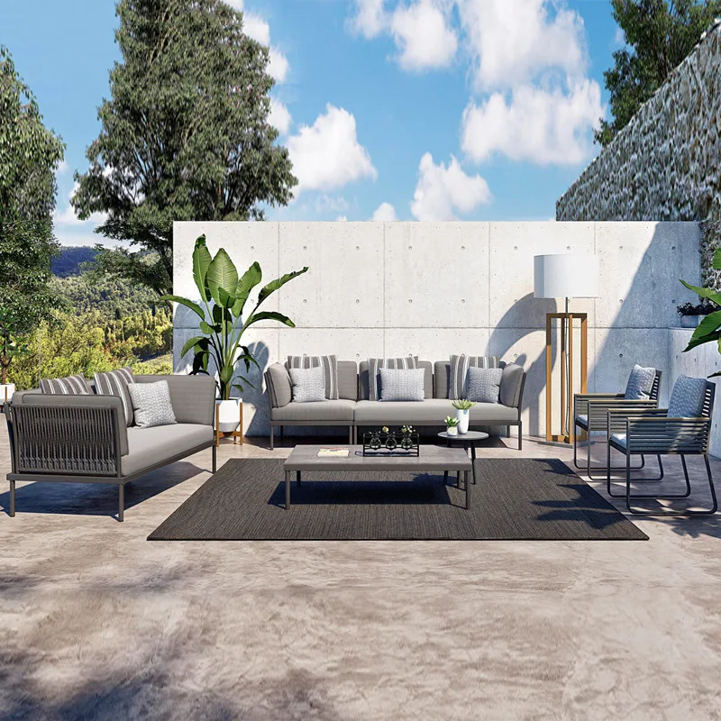 

Nordic outdoor leisure rattan sofa courtyard balcony terrace rattan chair combination sun protection waterproof garden villa fur