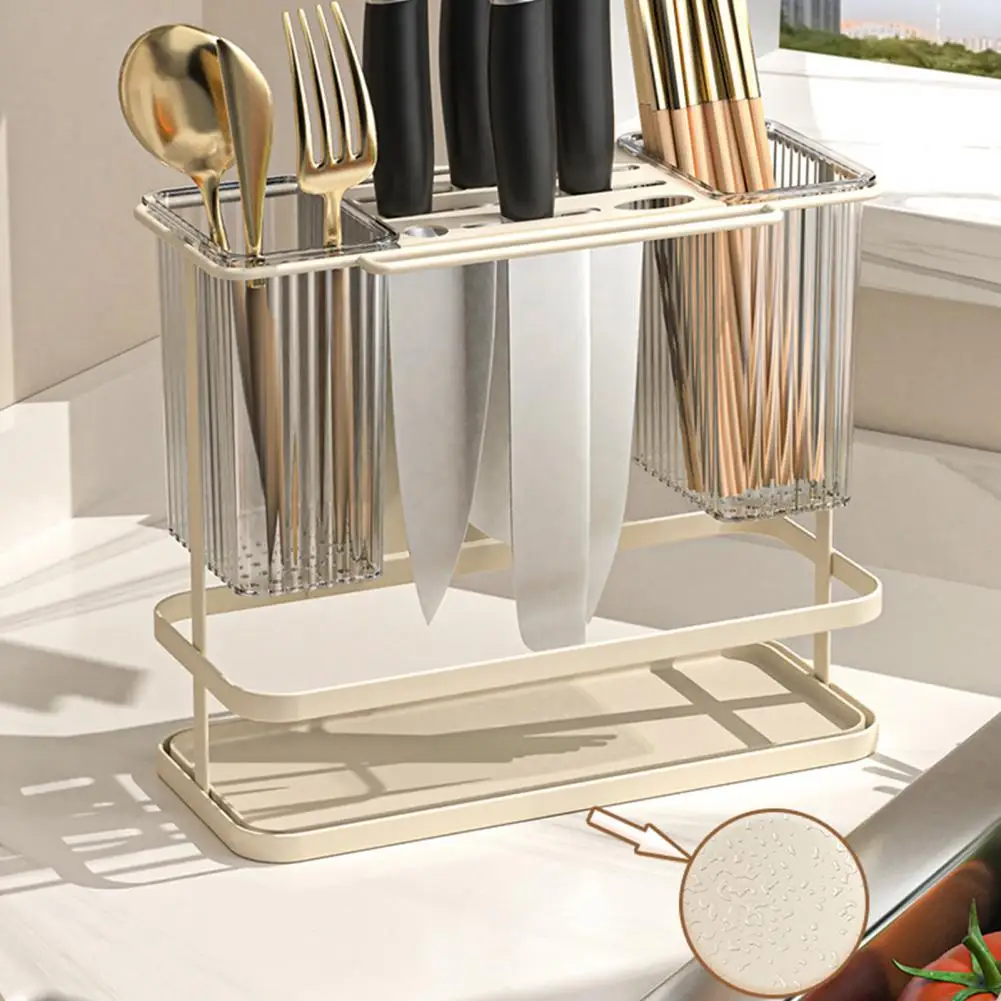 Cutlery Storage Holder Cutter Storage Rack Efficient Drainage Kitchen Storage Rack for Chopsticks Cutlery More Space for Forks