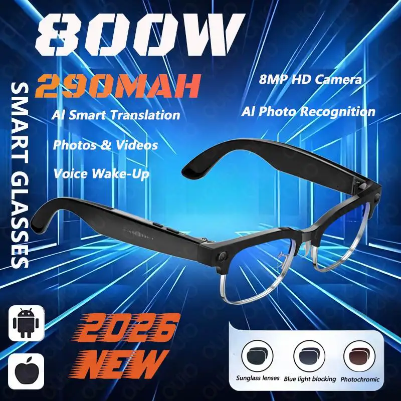 W630 800W HD Smart Glasses for Men And Women AI Intelligent Translation WiFi Transmission Photo & Video Recording Glasses