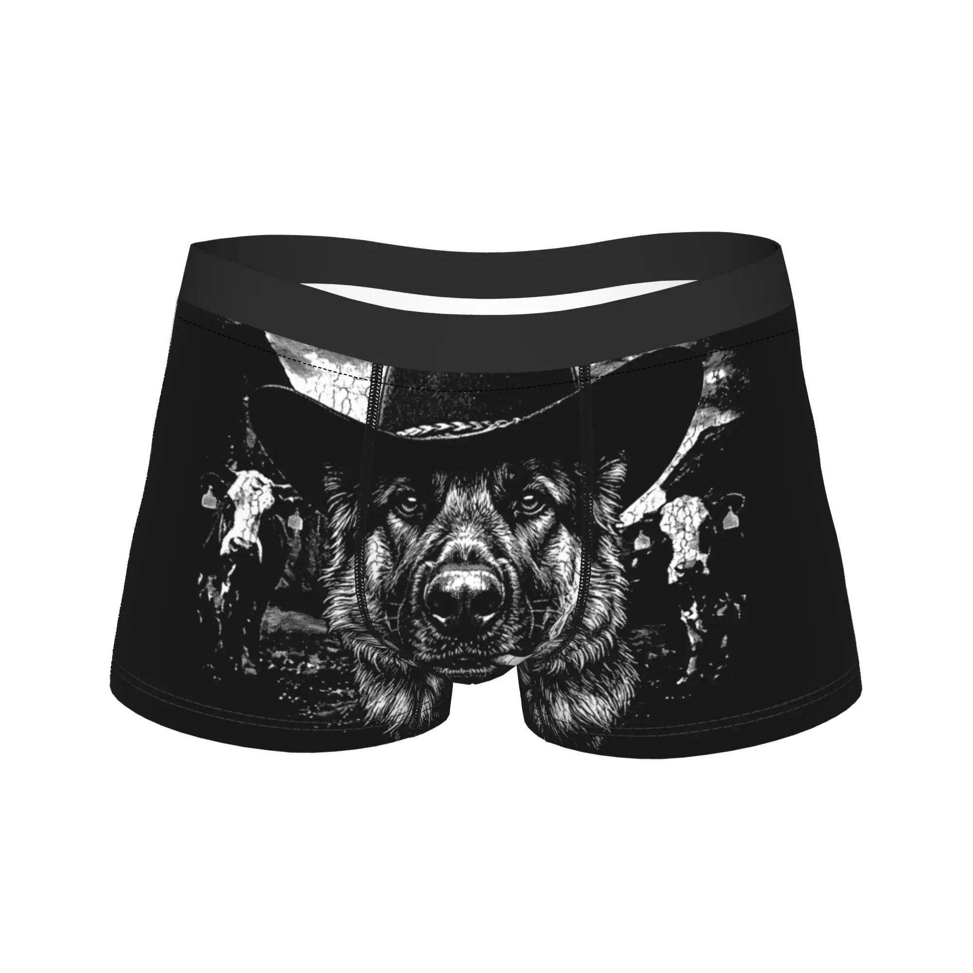 

German Shepherd Western Graphic Cowboy Dog Smoking Meme Shorts Briefs Underwear High Quality Men's Comfortable Boxershorts