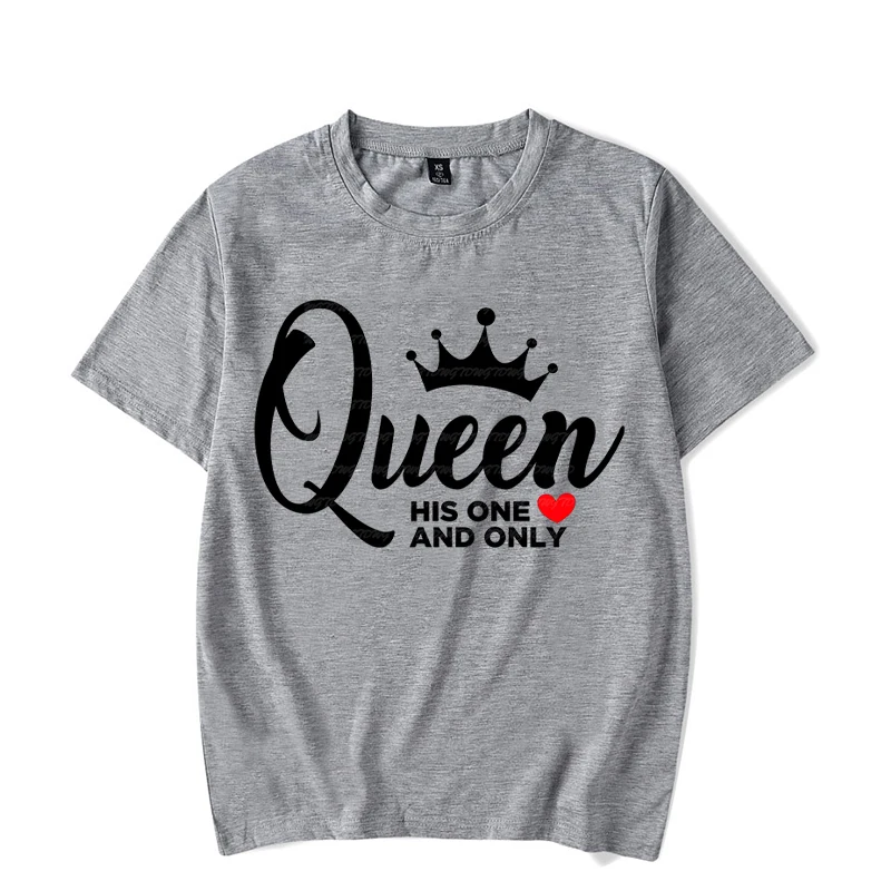 Matching Couples T Shirt King Queen His/Her One and Only Print Tshirt Valentine Shirt Tops King Queen Crown Men Women T-shirt