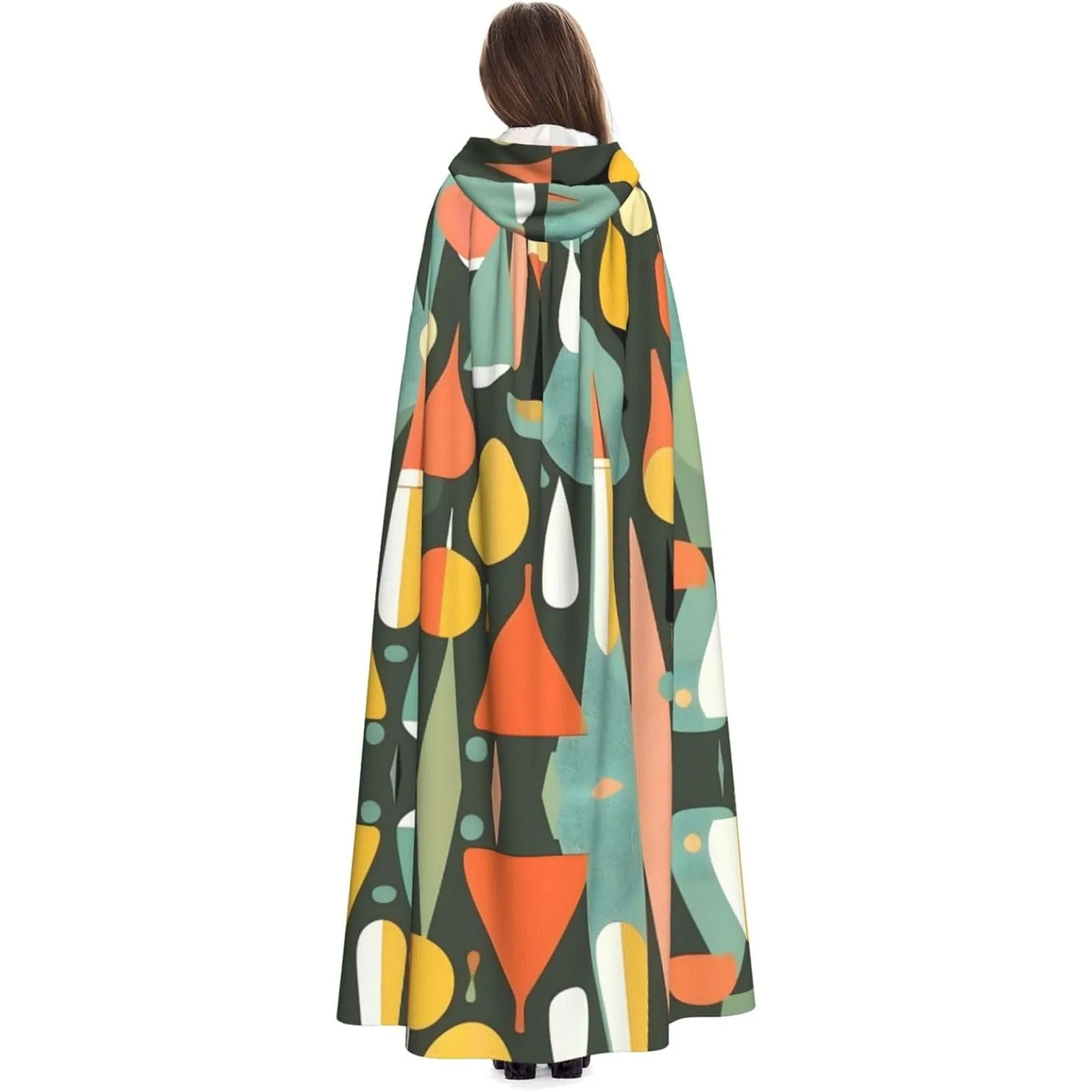 

Mid Century Modern Retro with Drop Shapes print Adult Hooded Cape Carnival Festival Cape Cosplay Robe Costume party Gothic