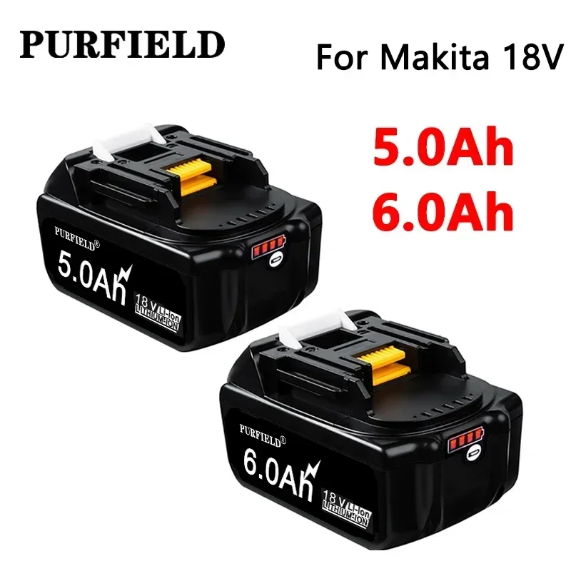 PURFIELD Makita 18V Battery 5.0 6.0Ah Rechargeable Battery 18650 Lithium-ion Cell Suitable For Makita Power Tool BL1860 BL1850