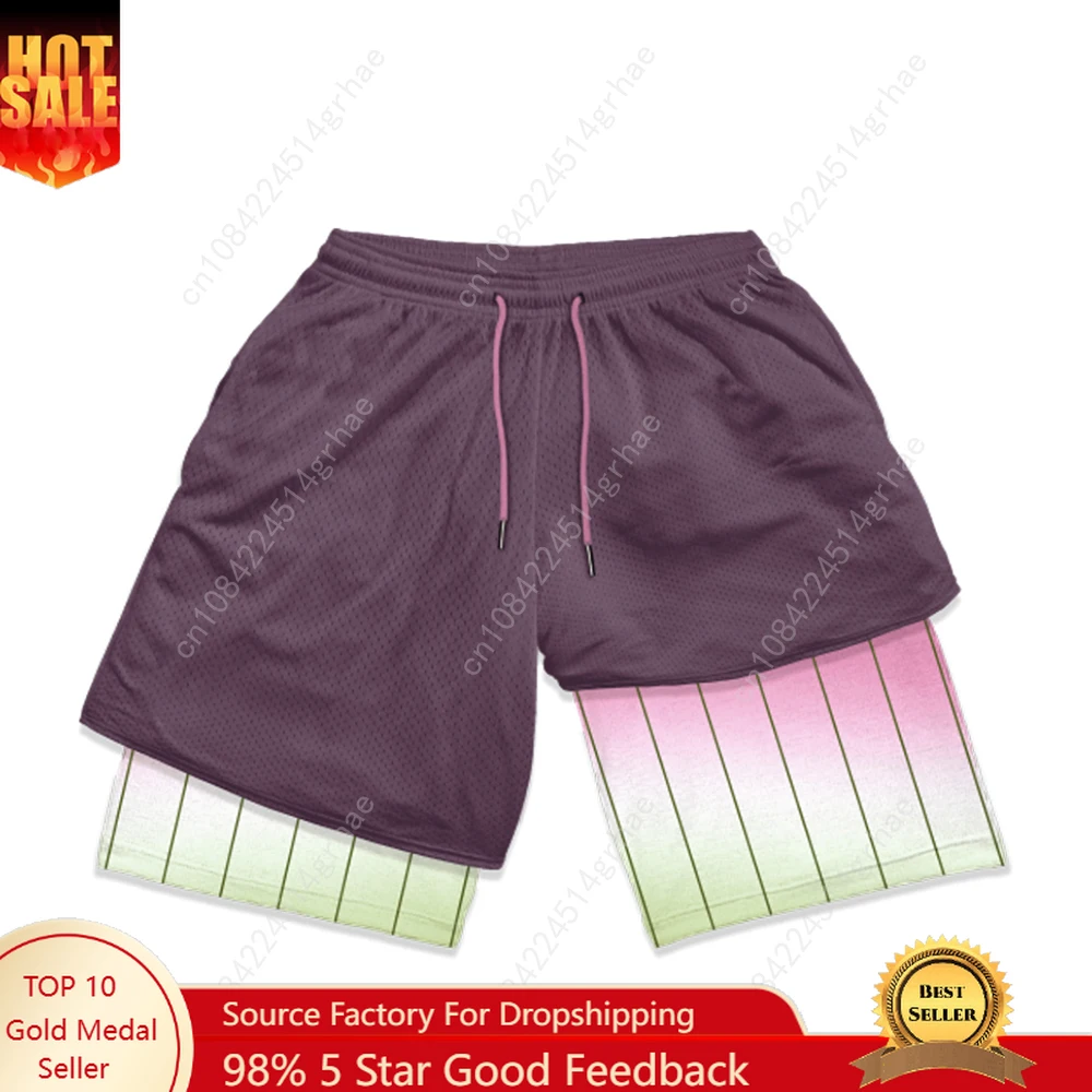 

Мужские двухслойные шорты, новые летние шорты для фитнеса 2 в 1, быстросохнущие дышащие спортивные двухслойные плотные тренировочные шорты для мужчин