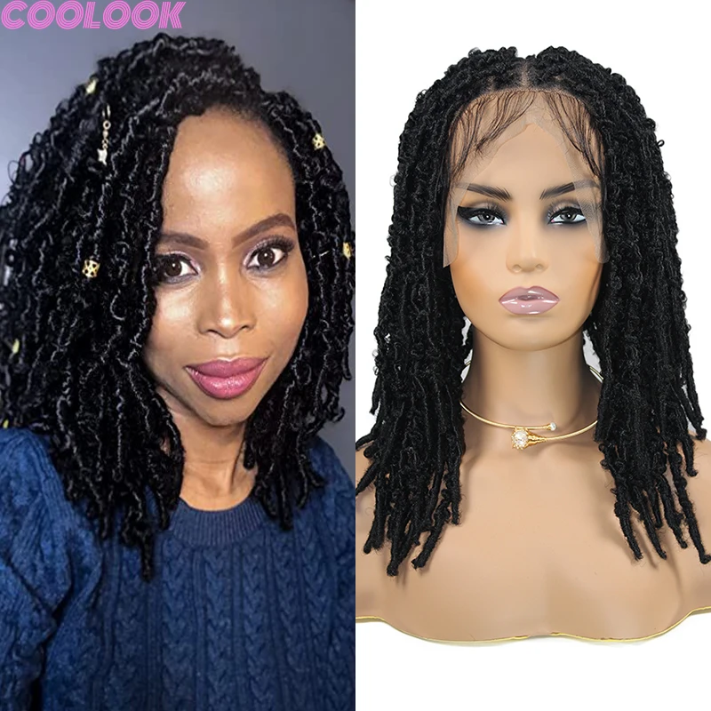 

16 Inch Synthetic Short Bob Braiding Wigs Knotless Crochet Full Lace Braided Wigs for Black Women Butterfly Locs Box Braids Wigs