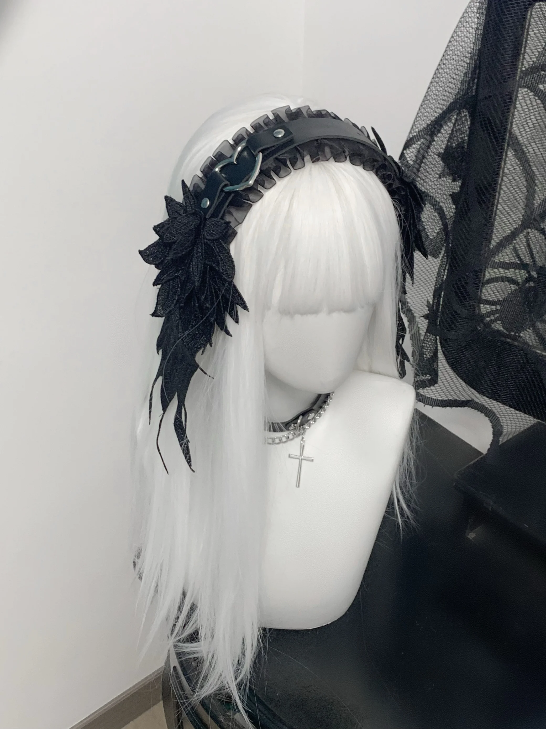 Gothic Leather Bucket Headband Harajuku Punk Headbands for Women Streewear Hair Band Y2K Girl Headdress Hair Accessories