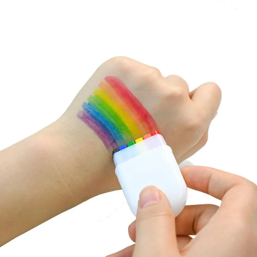 DIY อุปกรณ์เสริมสี Rainbow Face Painting Stick ปลอดสารพิษละลายน้ํา Face Body Paint Bright สี 6 สี Body Art Paint