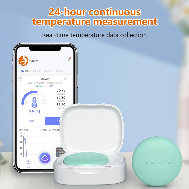 Wireless electronic thermometer 24h Realtime continuous temperature measurement Skin-friendly Bluetooth connection Thermometer