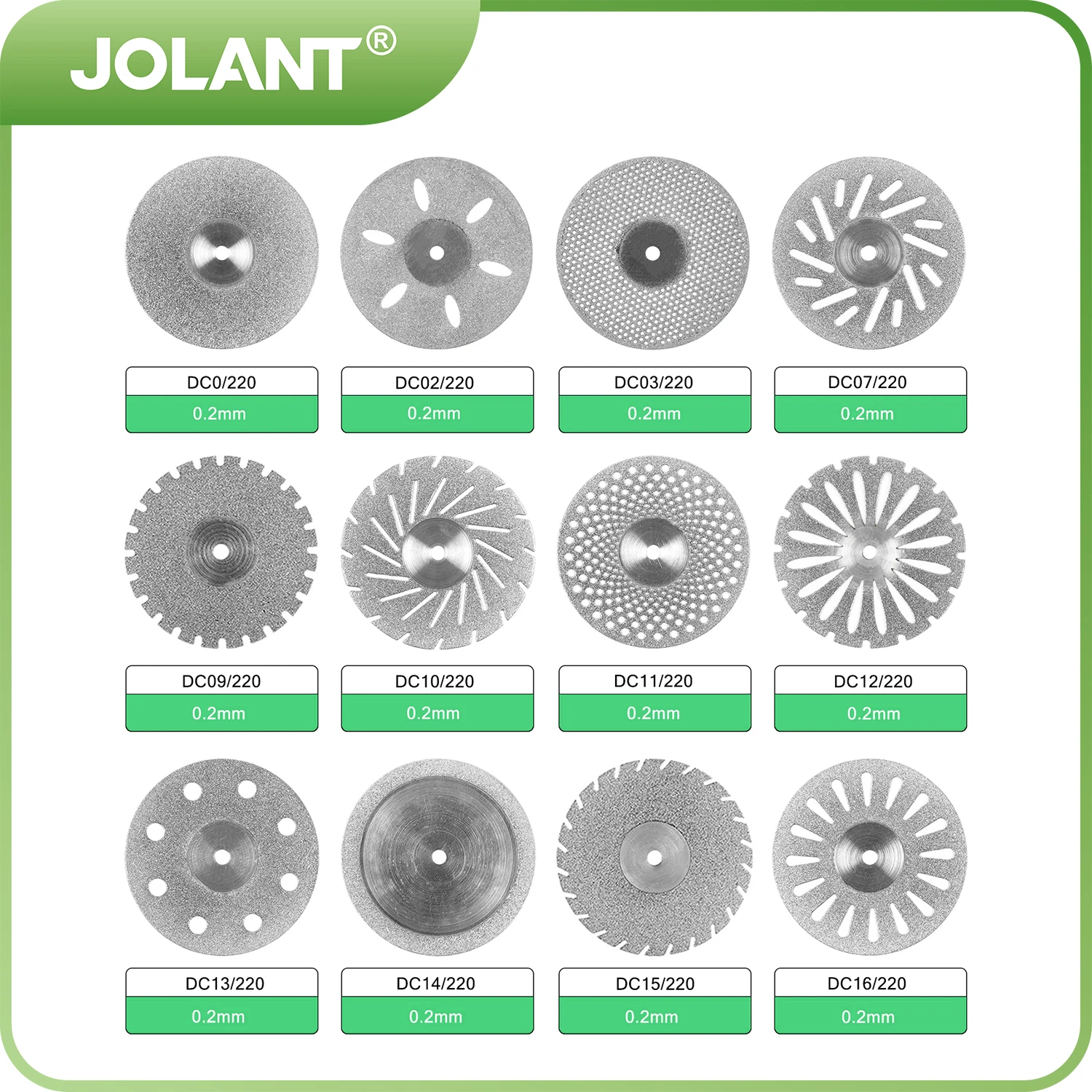 JOLANT 5Pcs Dental Lab 0.20mm Ultra-thin Cutting Disc Double Sided Disk For Separating Polishing Ceramic Crown Plaster