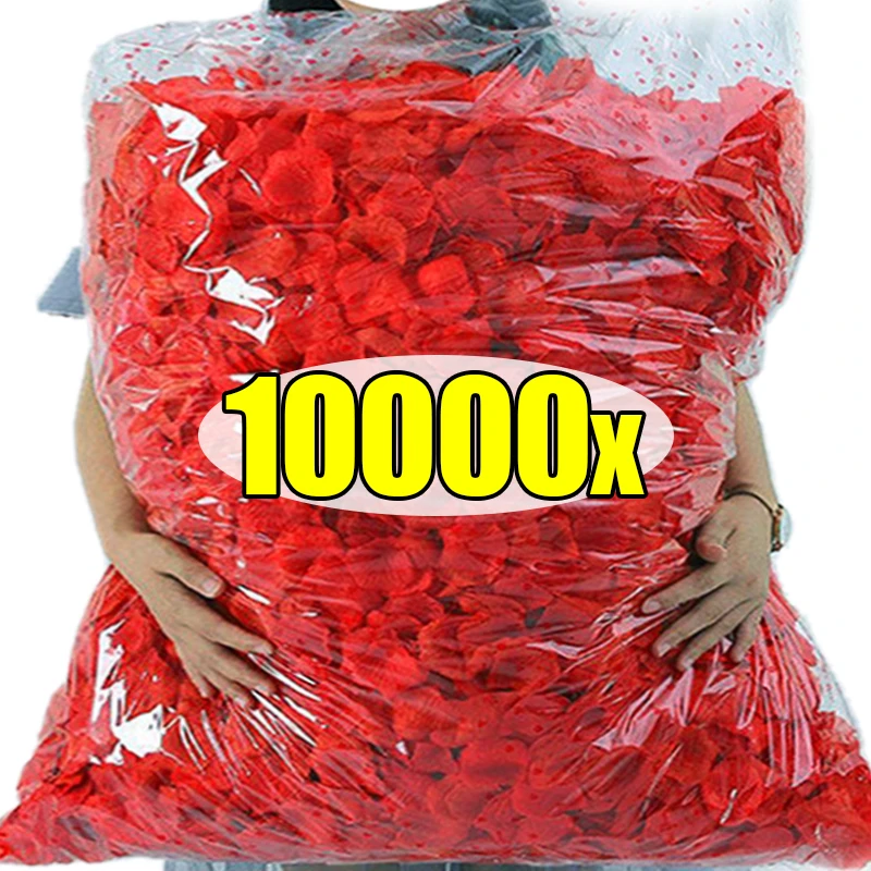 10000/100x Artificial Fake Rose Petals Simulation Silk Red Roses Petal for Valentines Day Wedding Party Romantic Christmas Decor