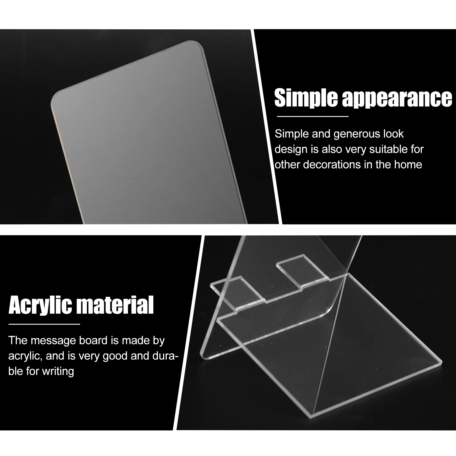 4 Pcs Writing Board Message Acrylic Note for Home Sticky Bracket Phone Stand Transparent Holder