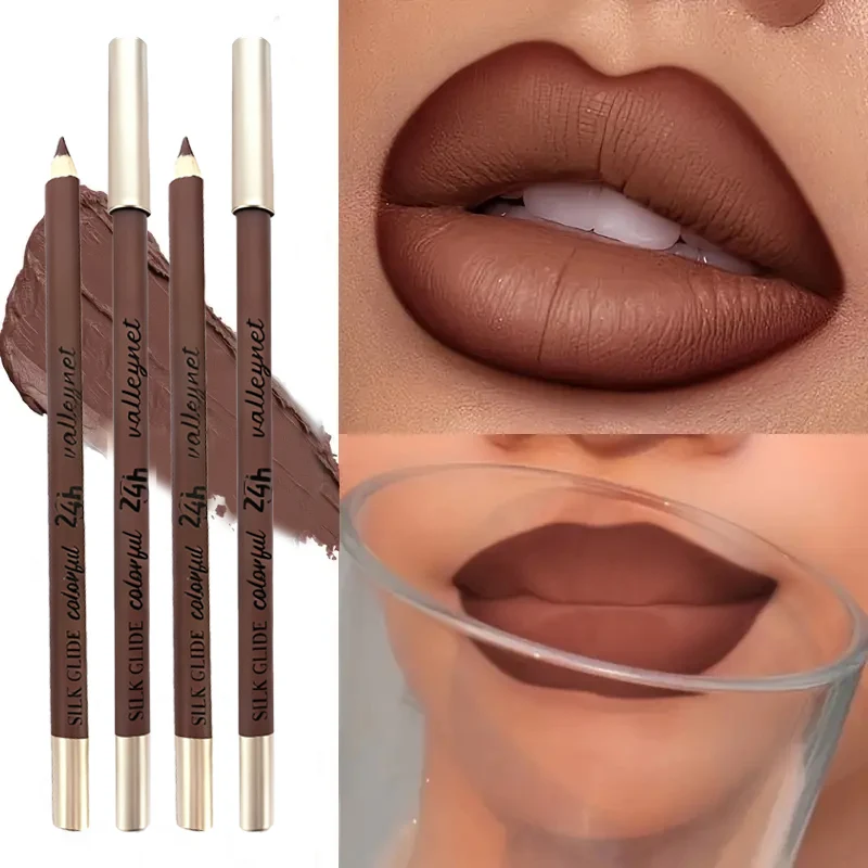 Nude Matte Lip Liner Makeup Set - Long-Lasting Natural Matte Waterproof Effect, Long-Lasting Easy-To-Color Non-Smudge Lip Liner,