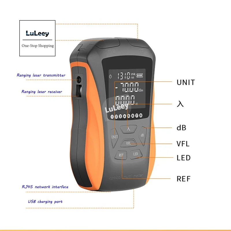 Optical Power Meter 6 In 1 Red Light High-Precision Min 30Km Rechargeable Optical Fiber Optical 15mw Tester Ranging Rangefinder