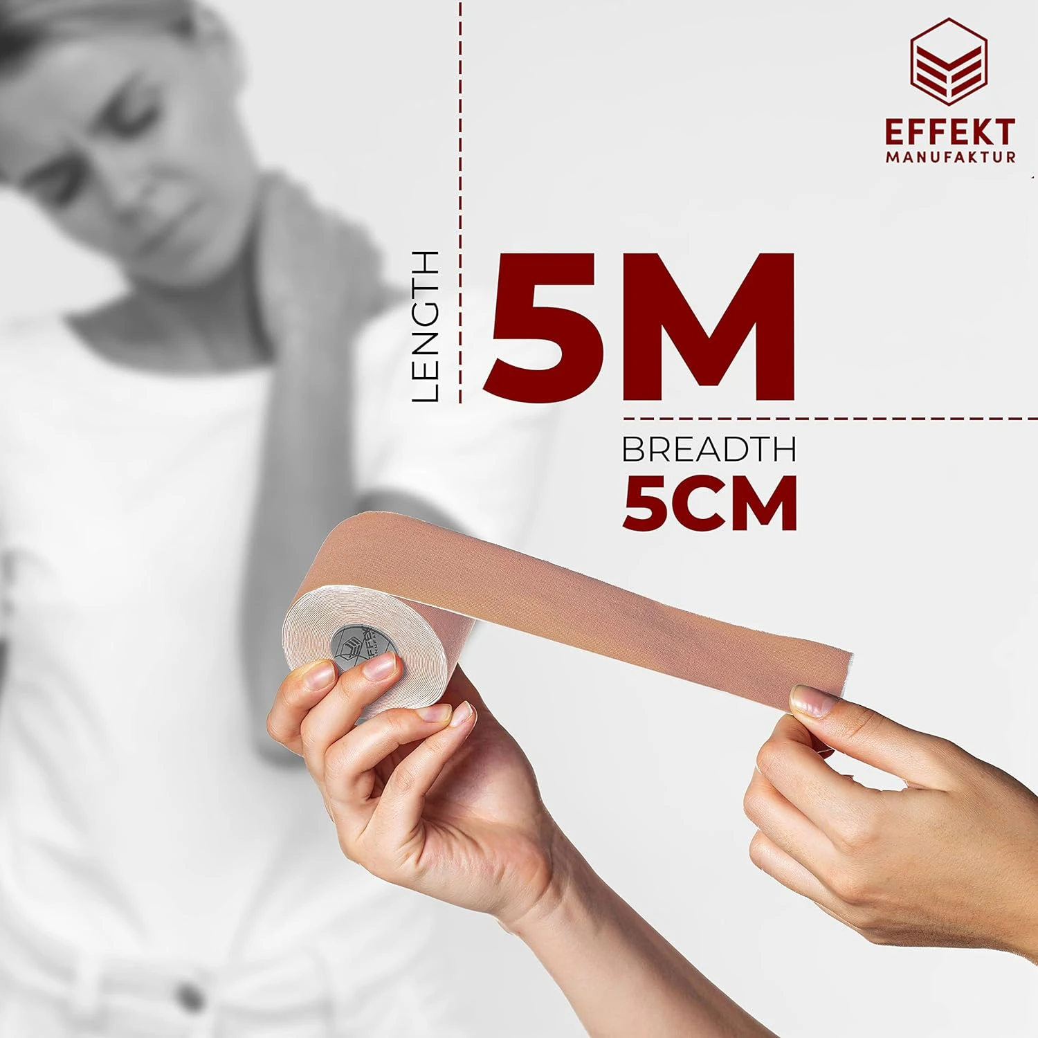 Enhanced Performance and Flexibility Long-lasting Beige Kinetic Tape - Premium Waterproof Kinesiology Tape for Professional Athl