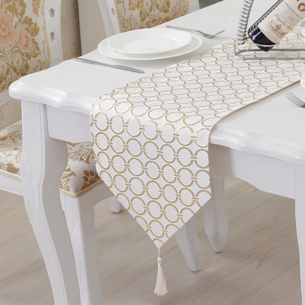 Stylish Table runner Simple modern fashion table runner circle embroidery table mat bed flag For Home Dinner table decoration