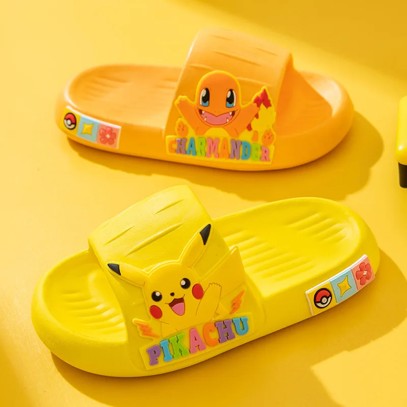Pok é mon Cool Slippers Summer Pikachu Cartoon Slippers EVA Home Anti slip Men\'s and Women\'s Babies Middle and Big Children\'s
