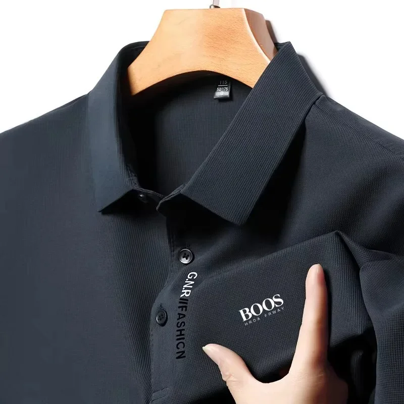 Stickerei Herren Neue Stickerei Business Casual Kurzarm POLO Shirt Mode Kurzarm Bequeme und Atmungsaktive Top