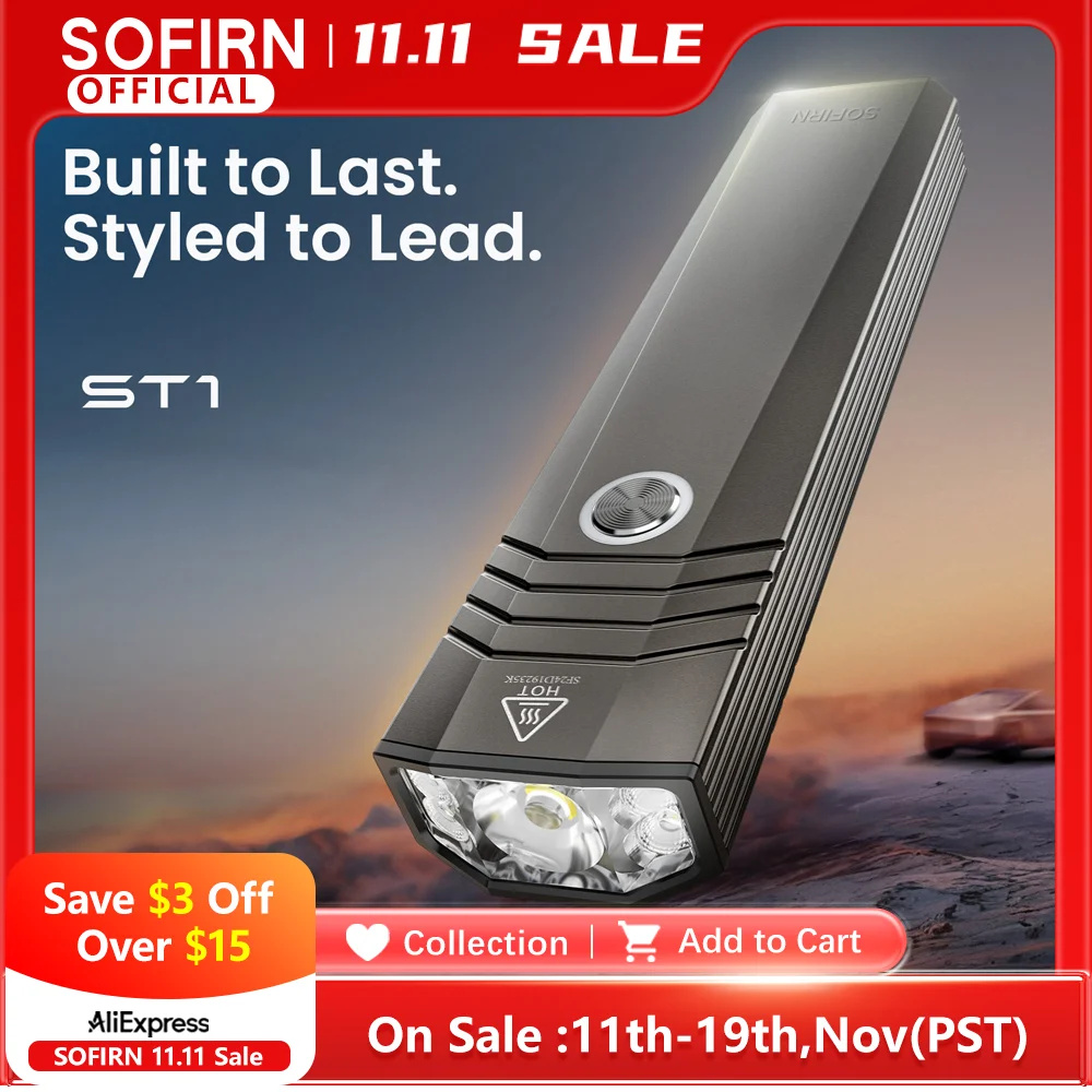 SOFIRN ST1 1500Lm جيب مصباح يدوي 226 متر USB C قابلة للشحن EDC ضوء SFT25R 6000K IPX7 مقاوم للماء الشعلة للتخييم