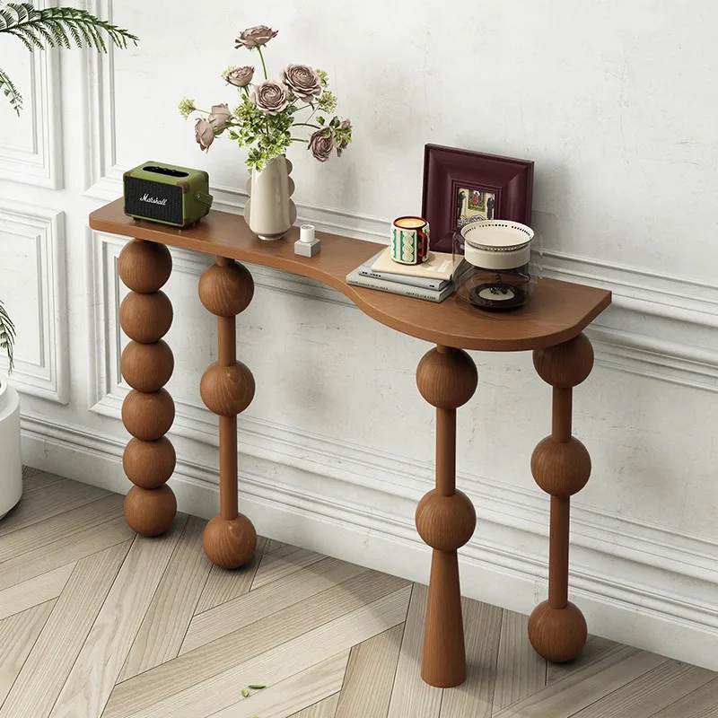 

Vintage Narrow Entryway Table Creative Solid Wood Console Tables for Hallway Wall Leaner Desk Minimalist Corridor Sofa Table