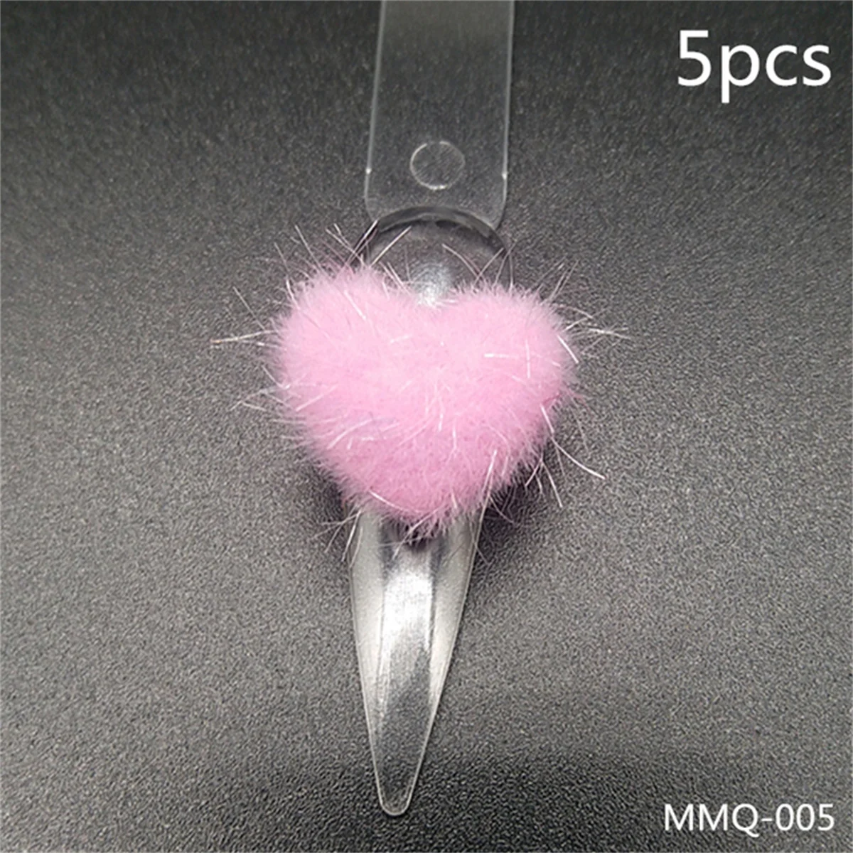 5pcs Kawaii Pompom Heart Nail Art Charms Pink Red Black White Love Nail Rhinestones Decorations DIY Kawaii Flatback Accessories