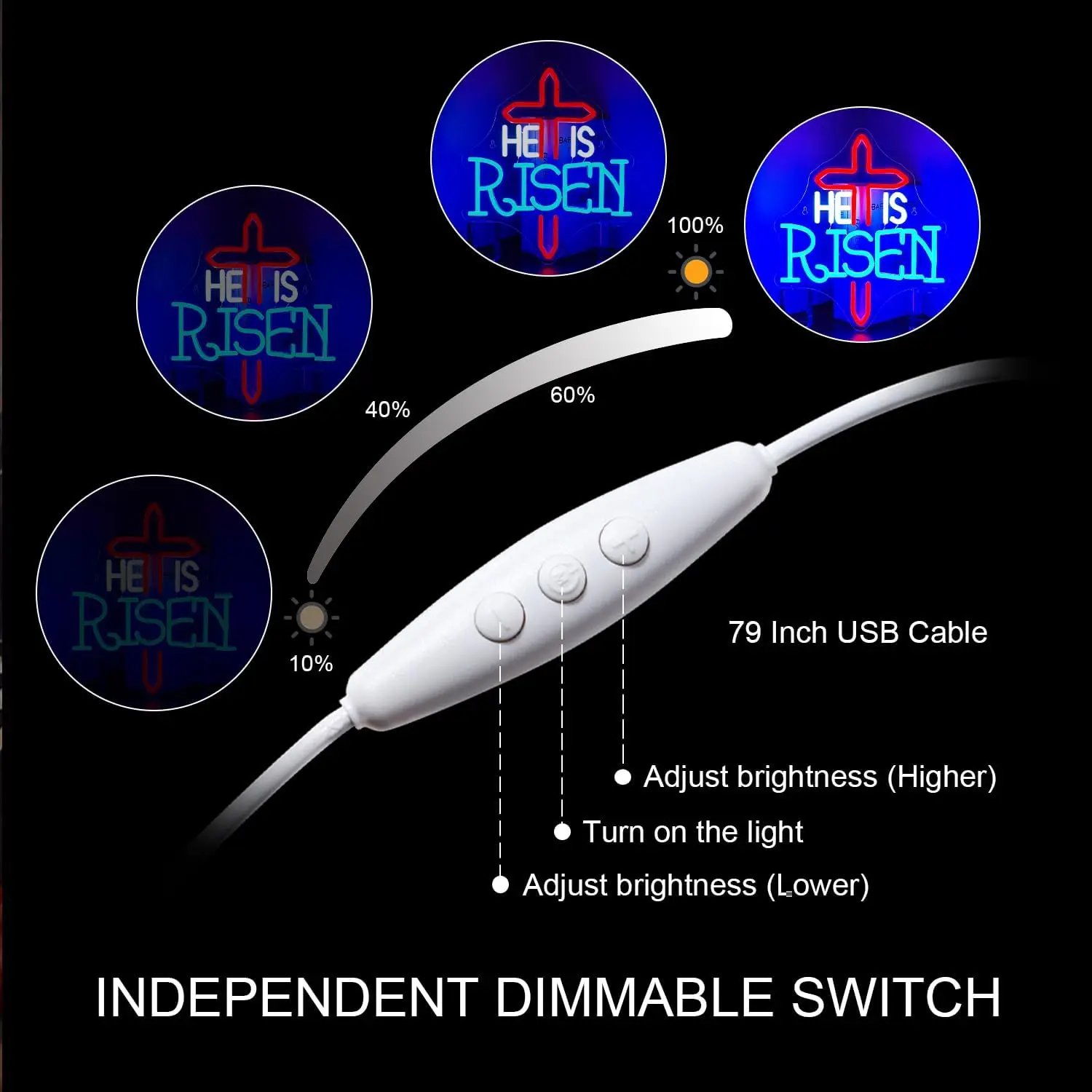 He Is Risen Neon Sign For Wall Decor Easter Halloween Led Lights Room Decoration For Bedroom Halloween Party Bar Club USB Lamp