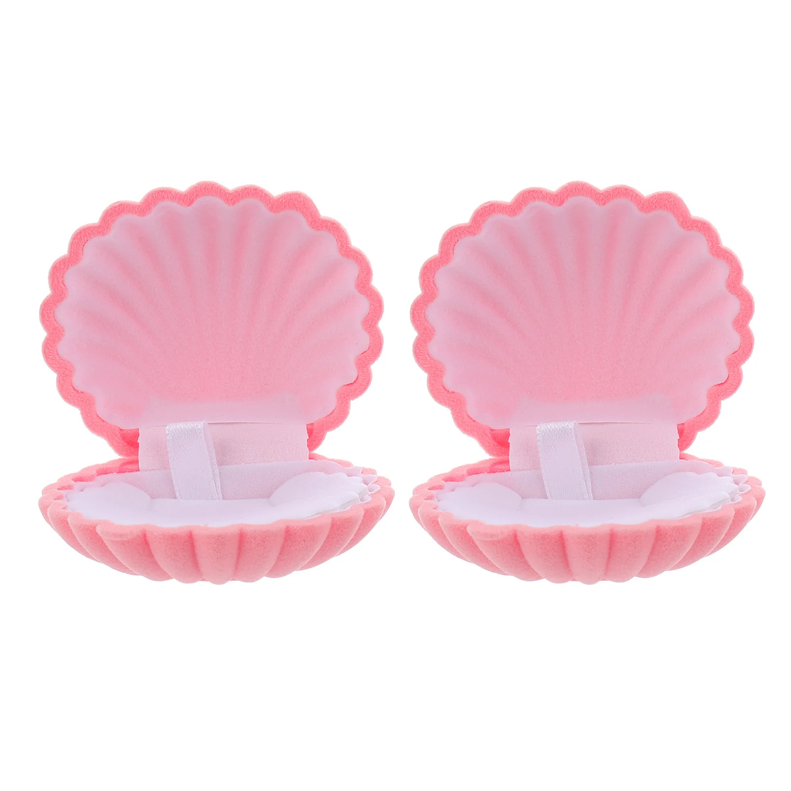 กล่องเก็บเครื่องประดับรูปทรงเปลือกหอย 2 ชิ้น วัสดุกำมะหยี่อย่างดี ทนทาน สำหรับจัดเก็บสร้อยคอ กำไล แหวน กล่องใส่เครื่องประดับสำหรับเดินทาง