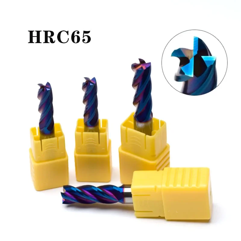 Molino de extremo de carburo HRC65 HRC68 de 4 flautas, fresado de carburo de aleación de acero de tungsteno, fresas CNC, herramientas de corte para