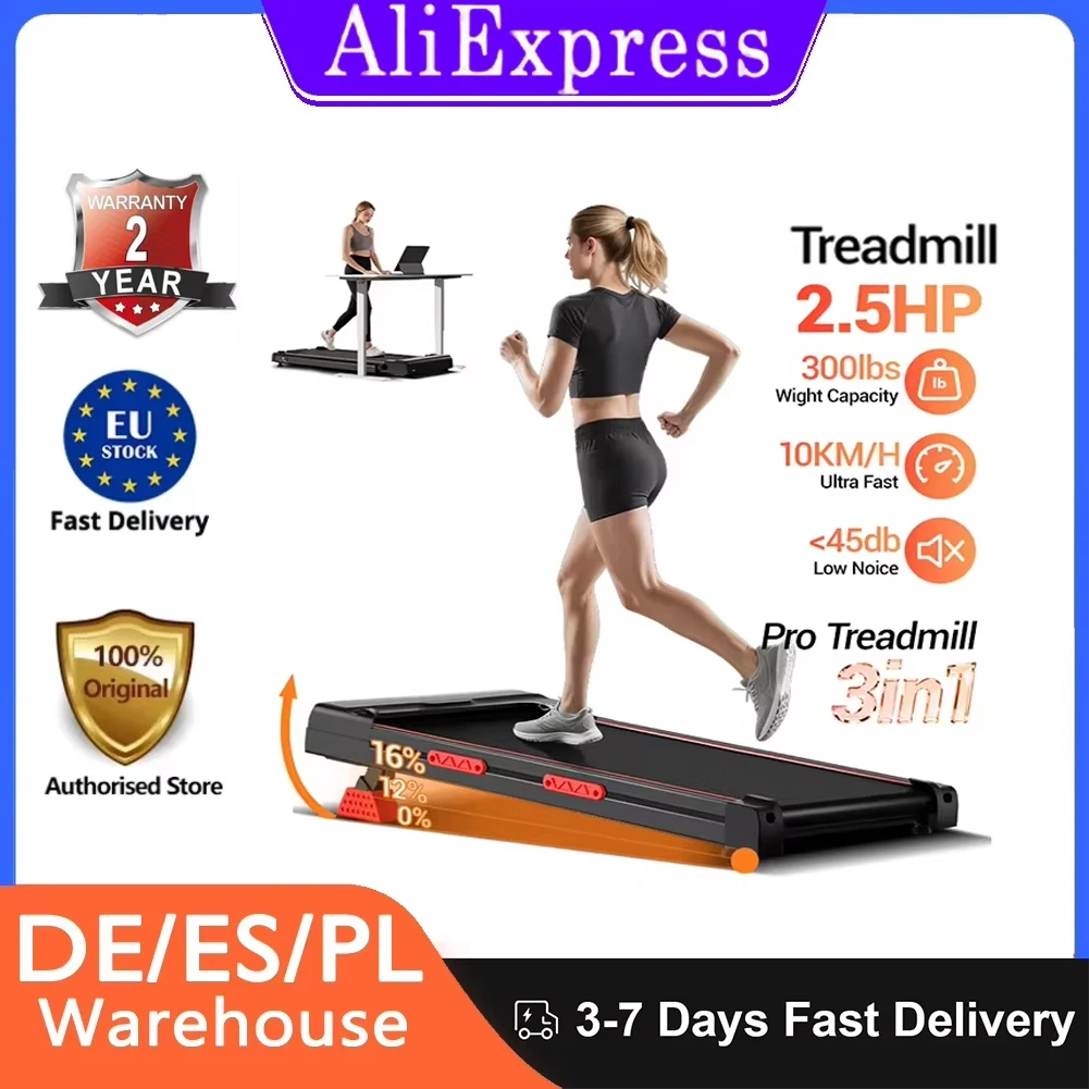 Tapis roulant Robore S17 avec coussin de marche 10 km/h incliné 15 % avec triple rembourrage et moteur silencieux de 2,5 CV, charge maximale de 136 kg