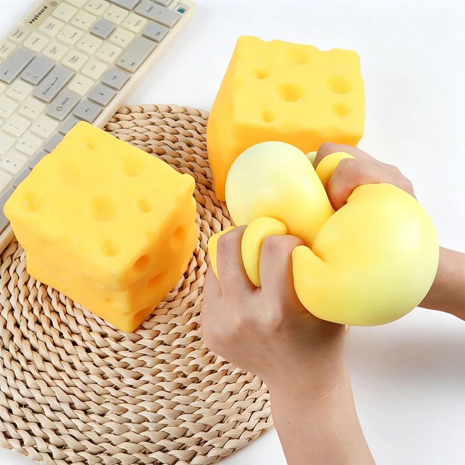 【Bargain Item 】Cheese Squishy Toy Slow Rebound Stress Relief Toy Anxiety Relief Moldable Squeeze Ball Gift for Adults Kids