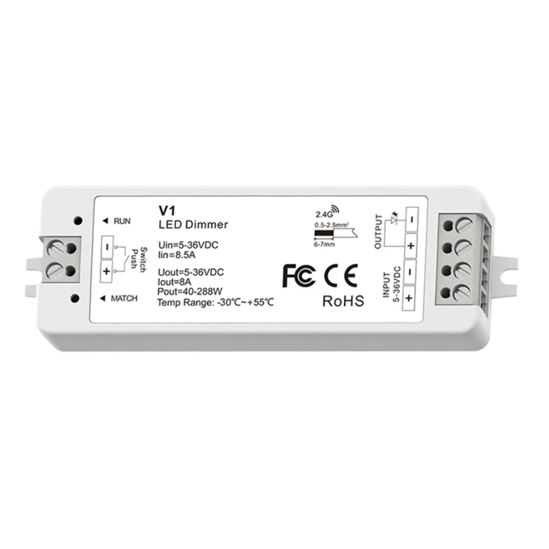 

HOT-RF Mini Style LED Dimmer KIT Indoor Lighting 12V 24V 1CH Single Color LED Dimming Controller