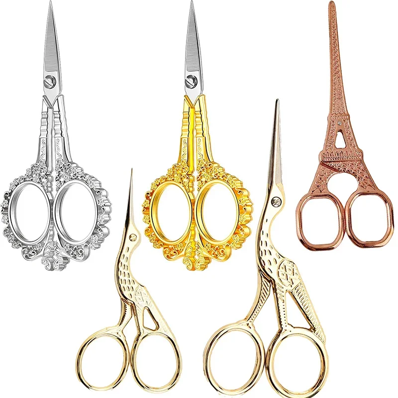 1PC Vintage Sewing Scissors Stainless Steel Tailor Scissors Sharp Sewing Shears Retro Embroidery Scissors for DIY Craft Sewing