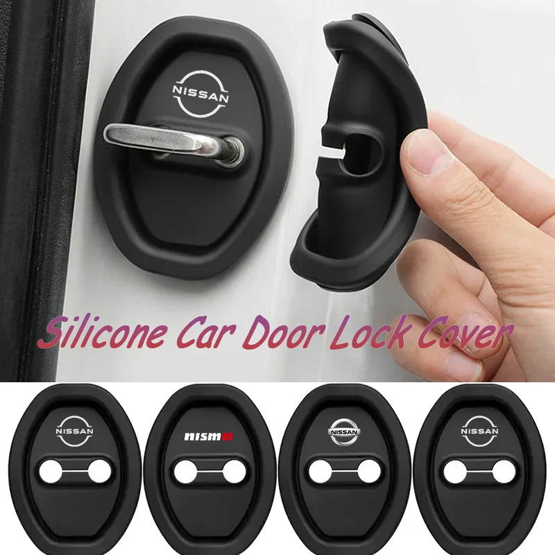 

Silicone Car Door Lock Cover Sticker For Nissan 350z 370z altima Armada Frontier Kicks Leaf nismo pulsar Qashqai Accessories