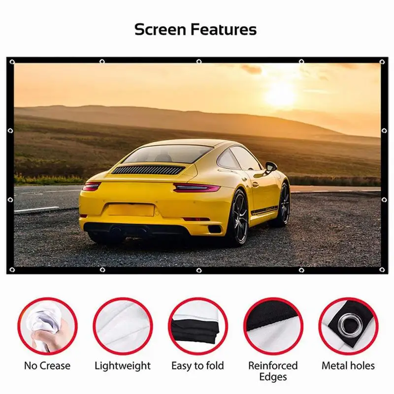 Portable Projector Screen Simple Curtain Anti-Light 60 72 84 100 120 150 inch Projection Screen for Home Office KTV Display