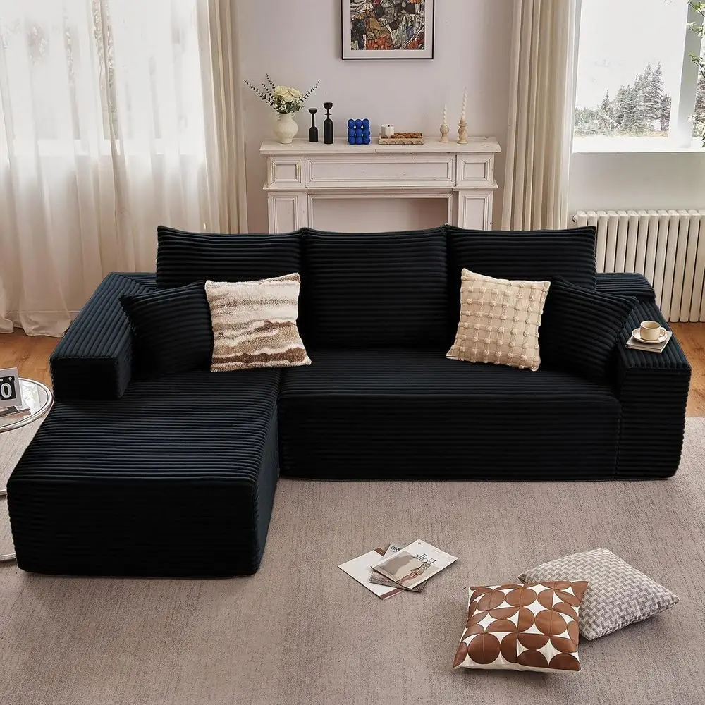 

95 L-Shape Chaise Sectional Sofa with Deep Seating for Living Room, Office, Ready to Use