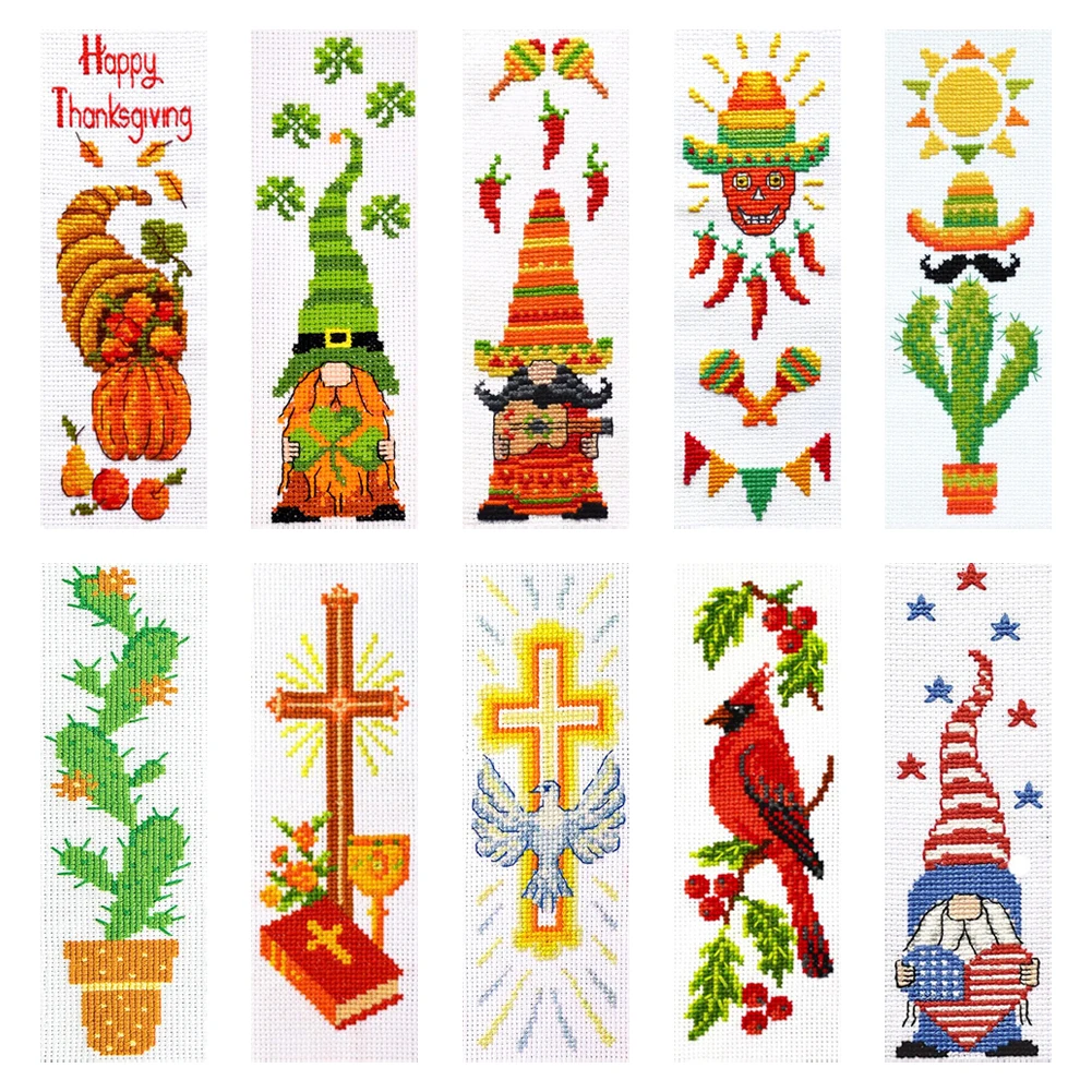 11CT Stamped Double-Sided Bible Cross Cross Stitch Bookmark Kit 18x6cm DIY Bookmarks Cross Stitch Kits for Kids Adults Beginners