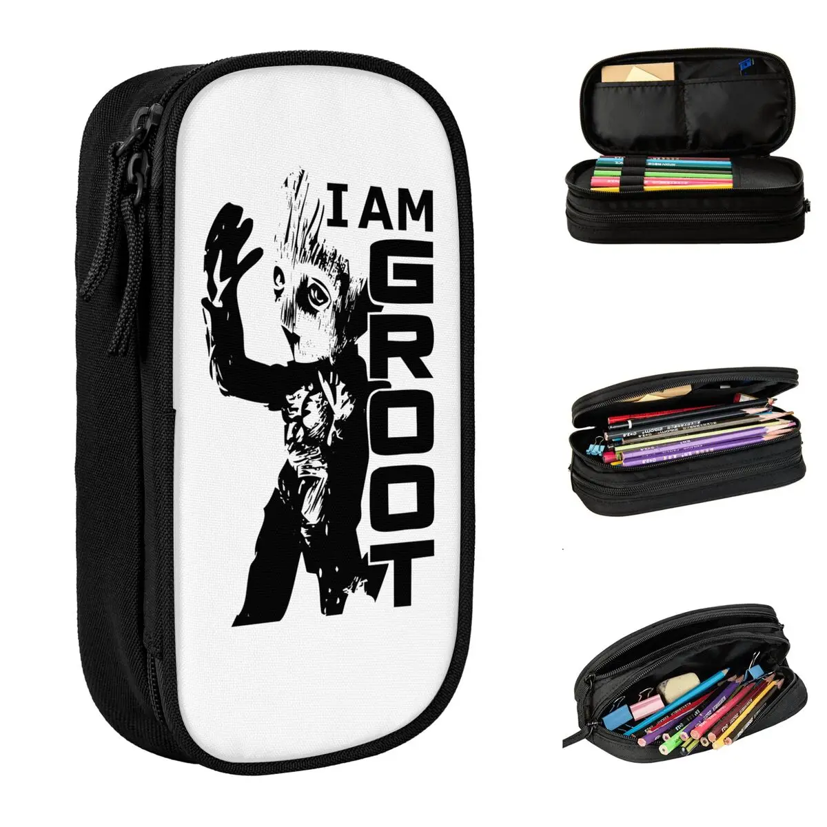 

I Am Groot Guardians Of The Galaxy Pencil Cases Pen Holder Bag Kids Big Capacity School Supplies Zipper Pencil Pouch