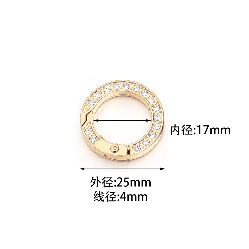 5pcs Rhinestone Spring O Rings Bling Openable Round Carabiner Buckle For DIY Handbags Purse Car Keychain Jewelry Accessories