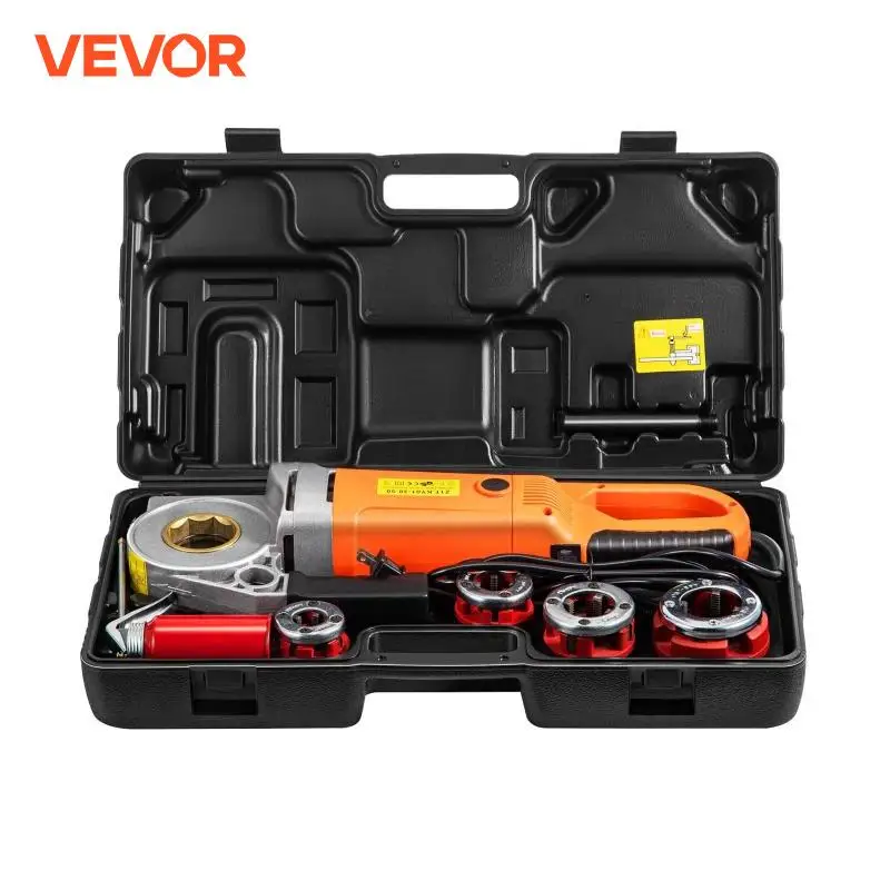 VEVOR 2300W Electric Pipe Threader Handheld Household Galvanized Iron Pipe Sleeve Machine Industrial Threading Tools with 4 Dies