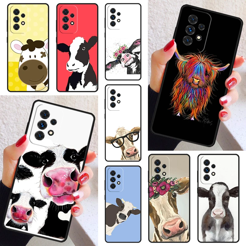 

Милый мультяшный чехол из коровьей кожи для телефона Samsung Galaxy A52 A72 A73 A20e A21S A50 A70 A11 A12 A42 A31 A40 A51 A71 A32 A80 A91