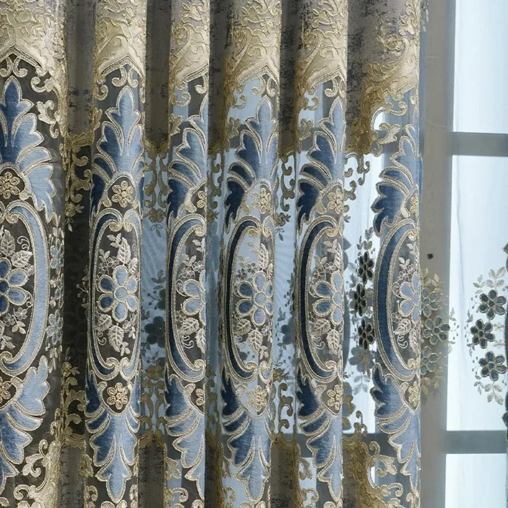 Chenille Water-soluble Hollow Embroidered Curtain Finished Custom Shading Curtains for Living Dining Room Bedroom