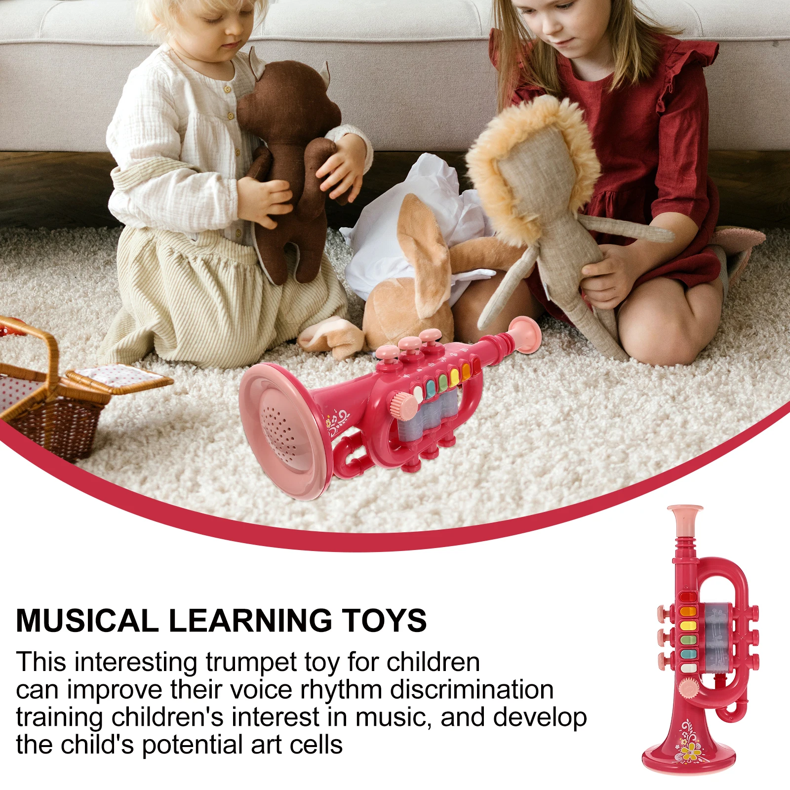 1 set di strumenti a tromba per bambini, giocattolo di apprendimento musicale liscio per bambini, decorazione per la cameretta dei bambini, regalo per l'addestramento del ritmo dell'interesse musicale