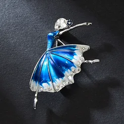 Rinhoo Elegant Crystal Rhinestone Girls Ballet Brooches For Women Angel Fairy Gymnastics Girl Enamel Pins Wedding Party Jewelry