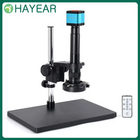HAYEAR 14MP Monocular HDMI HD USB Digital Video Microscope Camera 300X C-Mount Lens Set Big Stereo Table Stand Zoom 144 LED